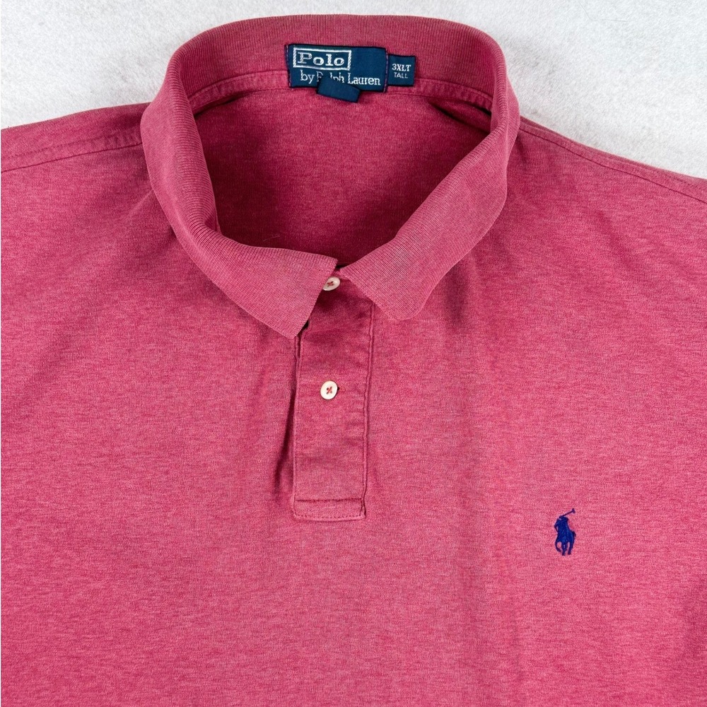 Polo Ralph Lauren Mens 3XLT Tall Heather Red Short Sleeve Cotton Polo Shirt